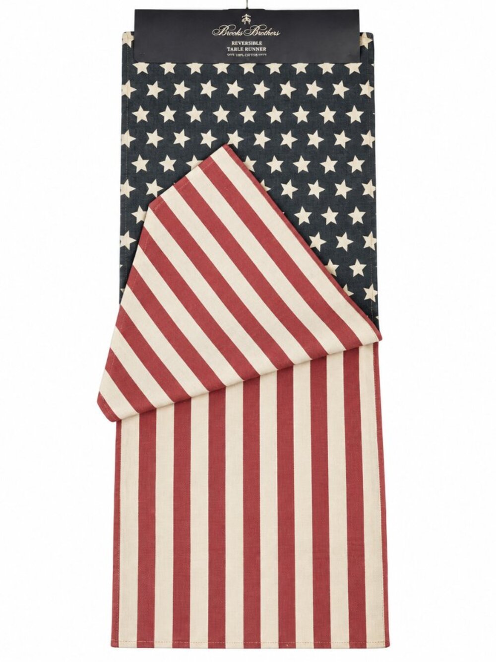 Brooks Brothers Table Runner July 4 Reversible Red White Blue Flag 14x72"